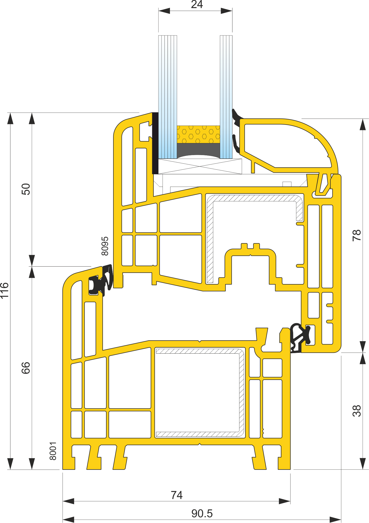 G74 2-STV - Sección Marco 8001/8006 + Hoja 8095-STV