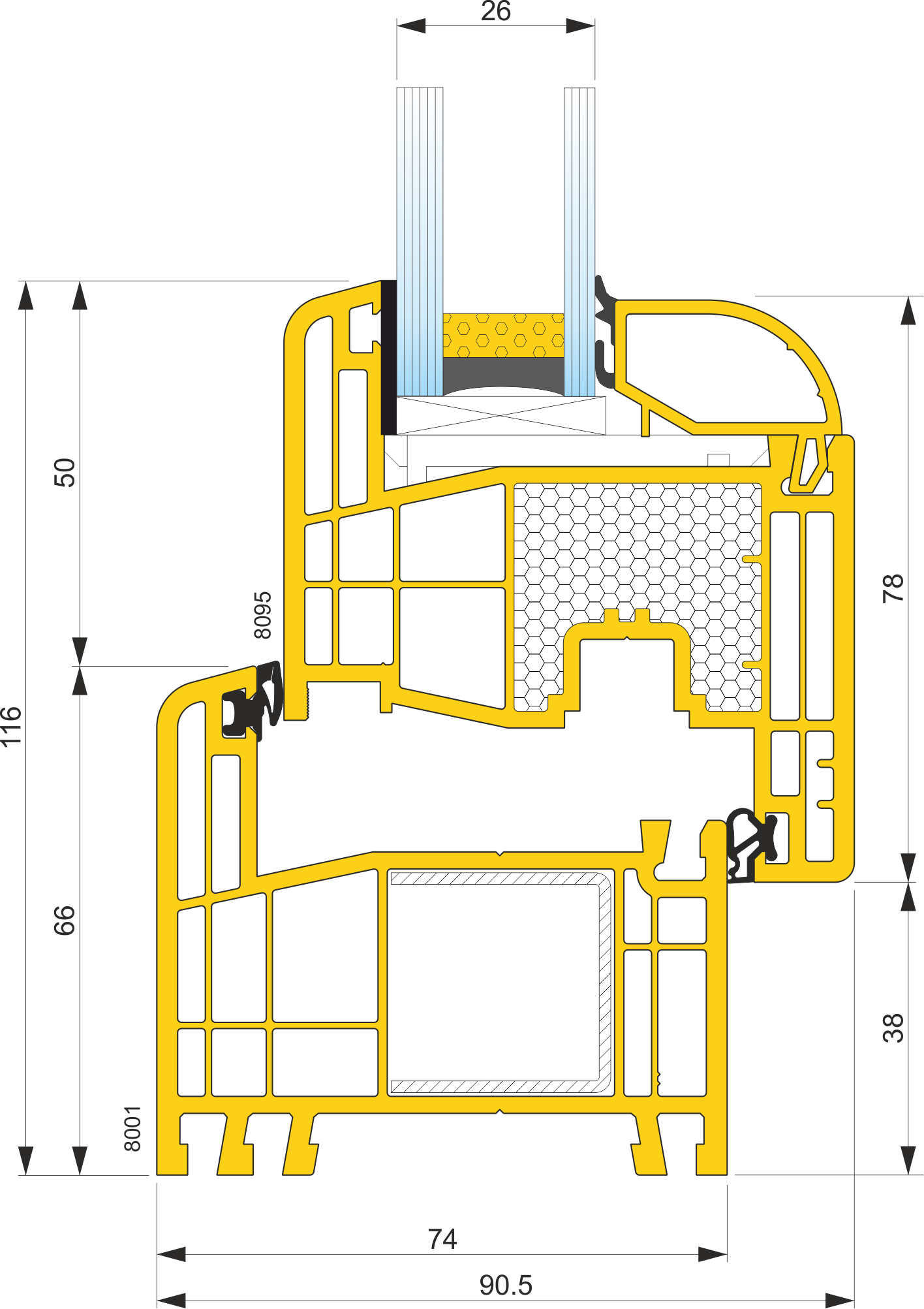 G74 3-STV+IKD - Sección Marco 8001/8006 + Hoja 8095-STV+IKD