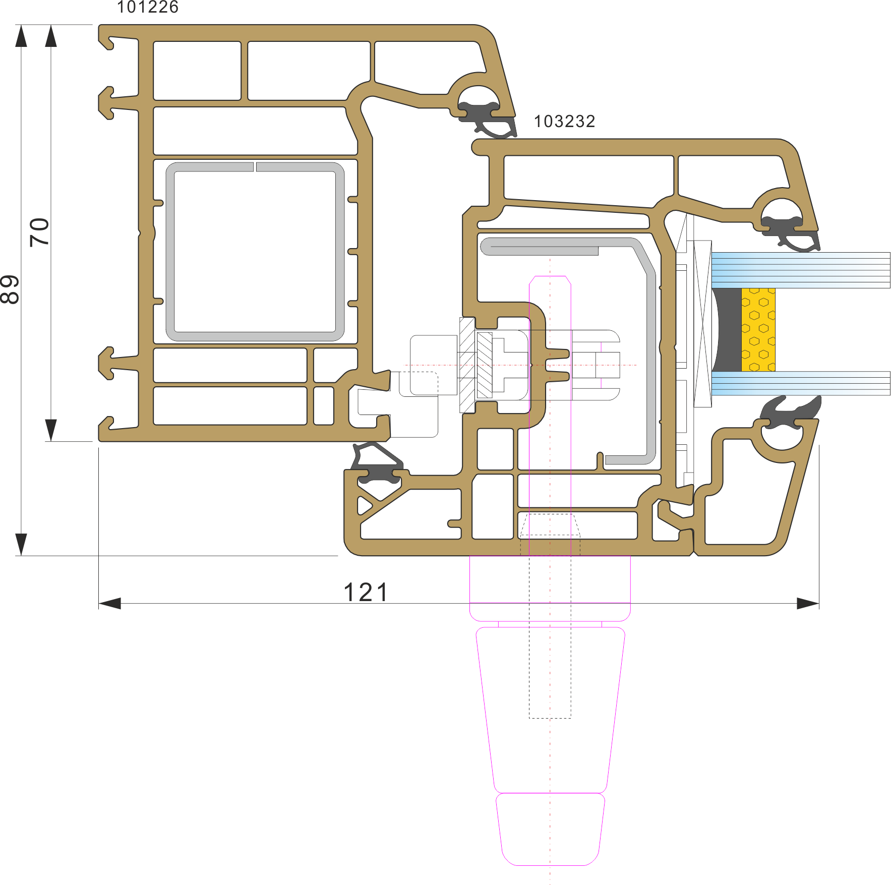 V70 1 - Sección Marco 101226 + Hoja 103232