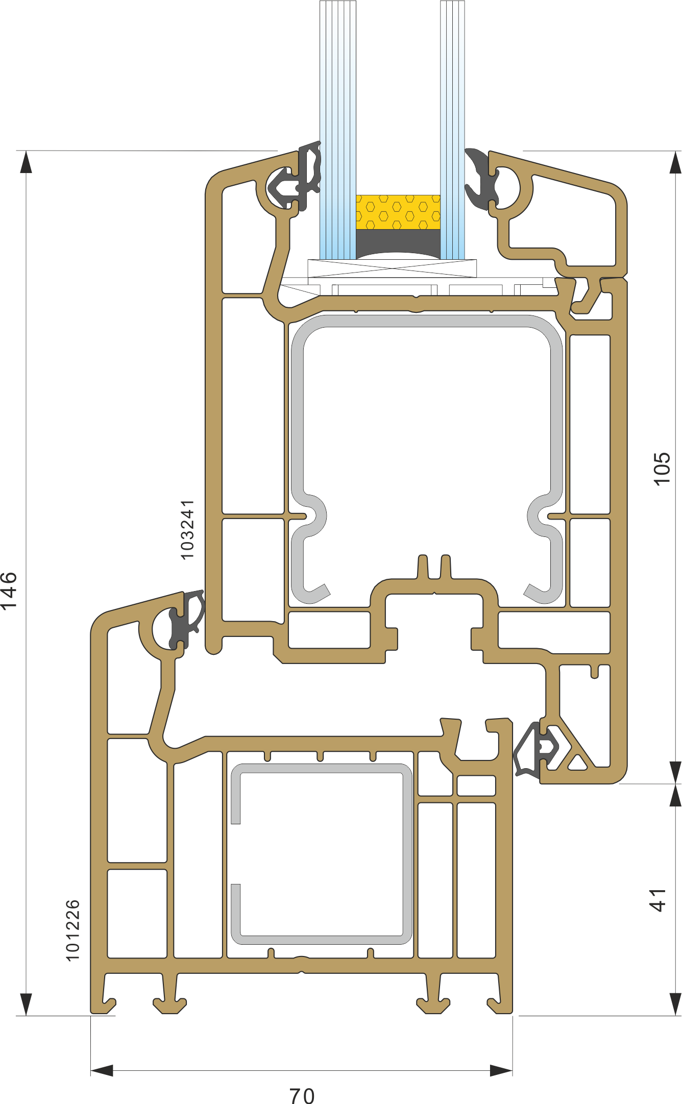 V70 1 - Sección Marco 101226 + Hoja 103241