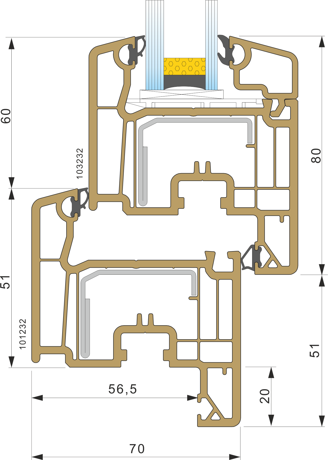 V70 6 - Sección Marco 103232 + Hoja 103232
